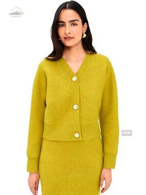 Mid-Weight Stretch Knit Cardigan with Ribbed Trim